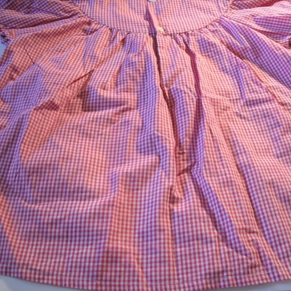 Lolly Wolly Doodle Girls Bishop Top Pink Gingham Short Sleeves Flowy 8 New